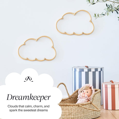 Set 2 BEBE BASK Handmade Wicker Cloud Dcor of - Rattan Cloud Decorations - Dcor for Bedroom and Baby Nursery Wall