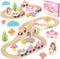 Unicorn Wooden Train Set for Toddler Girls Ages 2-4 Magical Fairy 38