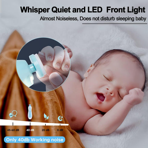 SCAIKTIG Trimmer 6 Baby Nail Electric, Low Noise Newborn Safe Nail Clipper Kit with Light and Replaceable Grinding