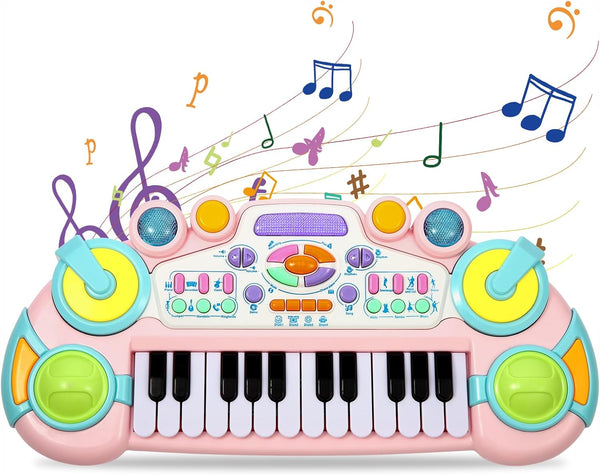 Toddler Piano Toy Keyboard, 24 Keys Toy Piano for Baby, Multifunctional Baby