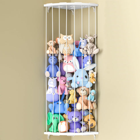 Stuffed Animal Storage Wood Corner Plush Toys Holder with Star Pattern, Length