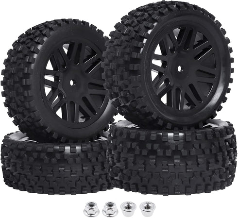 HobbyPark 12mm Hex Hub Front & Rear Wheels and Tires with Foam for Redcat Shockwave, Tornado Epx, S30