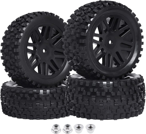HobbyPark 12mm Hex Hub Front & Rear Wheels and Tires with Foam for Redcat Shockwave, Tornado Epx, S30