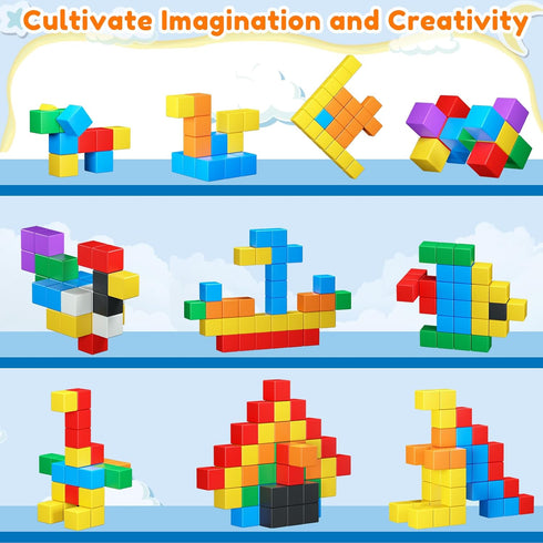 32 PCS Magnetic Blocks for Toddlers Age 3-5, STEM Educational Cubes, Christmas Birthday Gifts for Kids