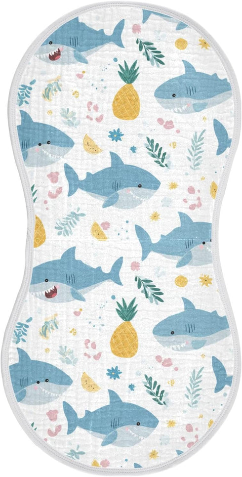 decor gift Cotton Burp Cloths Baby Breathable Cute Cartoon Tropical Shark Summer Baby spit