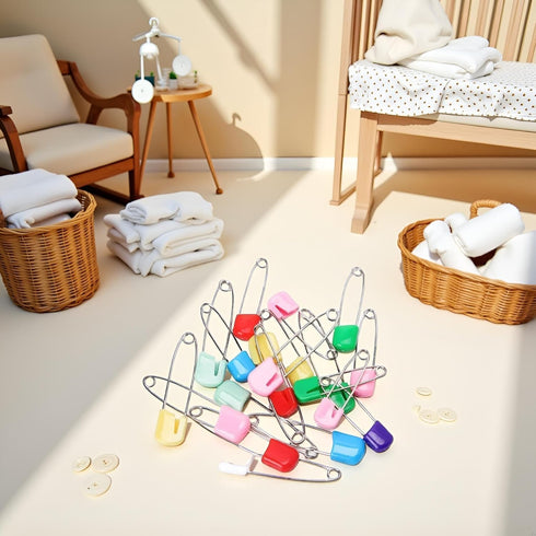 Jinshining 20 2 Inch Pcs Baby Infant Child Cloth Nappy Diaper Pins Safety Locking Holder Colorful Safety Pins Heavy