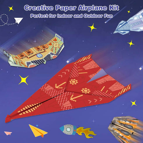 16 32 8-12 LEERYOUQU Kids Paper Airplane Kit, Creative Paper Airplane Book with Classic Designs & Planes Sheets