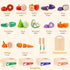 Set, 3 4 5 6 7 WOODMAM Wooden Play Food for Toddlers, Color Food Groups, Fruit & Veggies Cutting Pretend Play Food