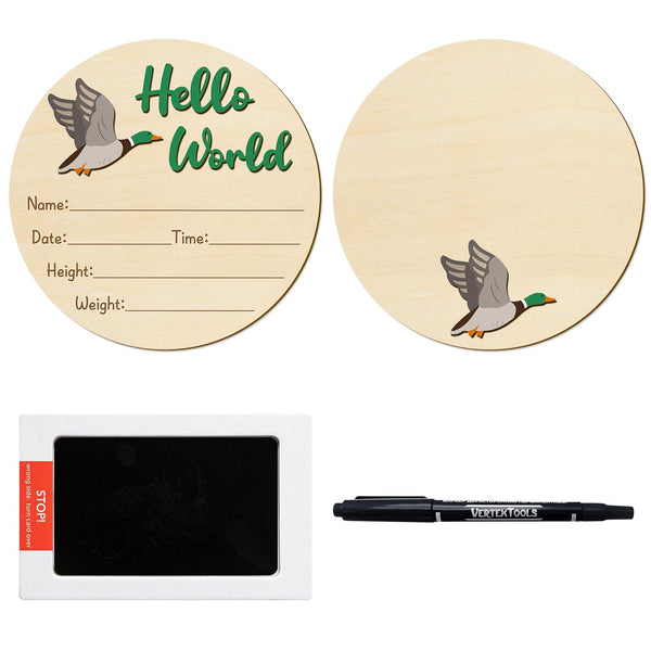 R HORSE Baby Birth Announcement Sign with Marker Pen, 3D Mallard Duck