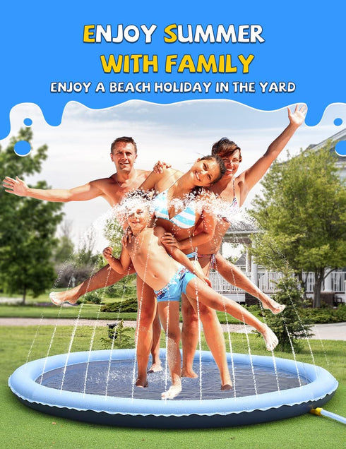VISTOP Non-Slip Splash Pad for Kids and Dogs, Thicken Sprinkler Pool, Summer Outdoor Water Play Mat (77 inch, Blue)