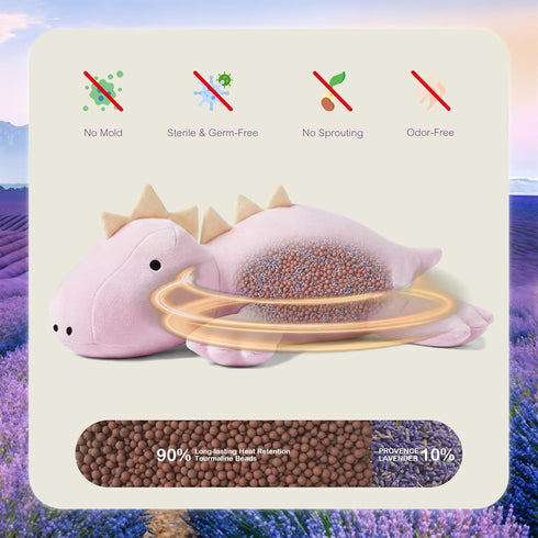 OSOCU 1.4 Lb 16" Microwavable Heating Pad Purple Stegosaurus Plush - Weighted Stuffed Animal Toy with Tourmaline Beads