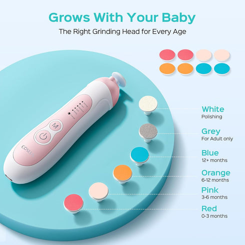 C52 Trimmer 5 6 COSLUS Rechargeable Baby Nail File: Cordless Baby Nail Electric with Speeds & Grinding Heads for Baby
