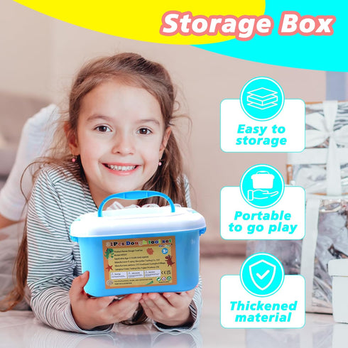Wxqfumy Set, 31 3D Dough Tool Pcs Basic Dough Tools Kits for Kids, Dough Accessories Includes Storage Container, Mat