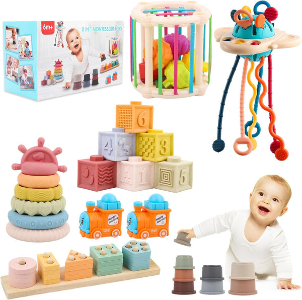 Premium Baby Toys for 6-18 Months, 8 in 1 Montessori Set, Educational Learning Toys for Toddlers 1-3 Years