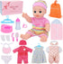 Besurejoy 12'' Baby Doll Nursery Care Playset with 4 Outfits,Clothes Hanger,Swaddle Blanket,Feeding Bottle,Diaper,Bib