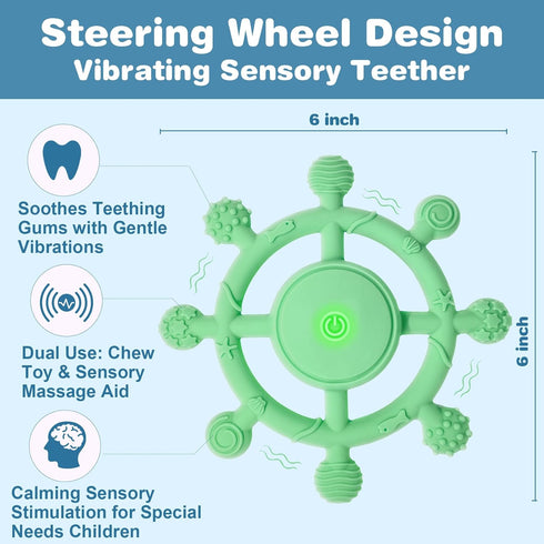 3-Speed 3M+, YOFUN Vibrating Baby Teether Soothing Silicone Teething Toy for Infants Food-Grade, USB Rechargeable Soft