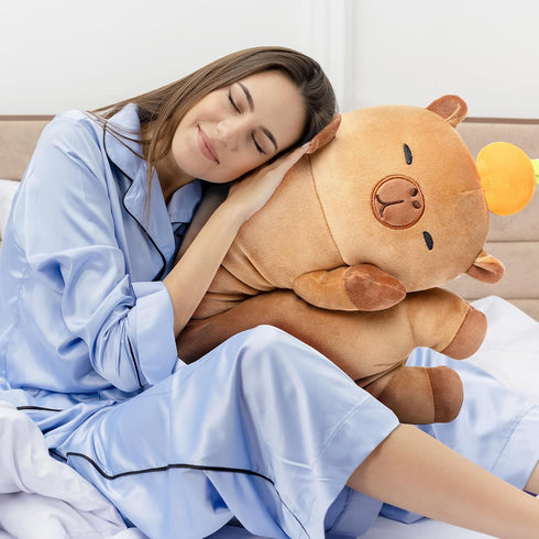 Long Plush Capybara Body Pillow, Cute Capybara Stuffed Animals Soft Plushies, Squishy Big Cuddle Pillow Toys Gift for Girls (20 Inches)