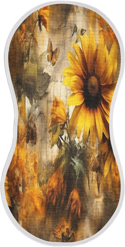 Bulletgxll Sunflowers and Bees Unisex Baby Burp Cloths Set of 4, Soft Absorbent