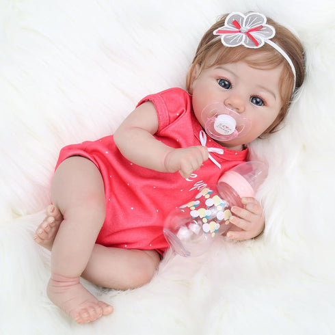 18 Inch Set 3+ WOOROY Realistic Reborn Baby Dolls - Lifelike Newborn Baby Girl, Real Baby with Soft Weighted Body, Real