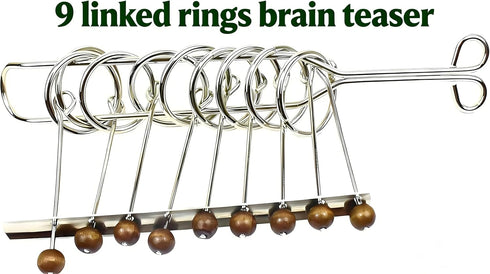 MAGIKON 9 Traditional Brain Teaser, Classical Metal Chinese Linked Rings Puzzle