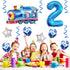 Weenkeey 2nd 2 Birthday Train Balloons - Giant Aluminum Foil Balloon Number Mylar for Railroad Party - Blue
