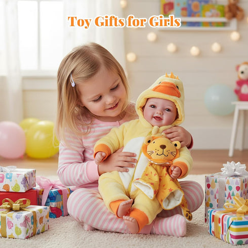 Set 15" BABESIDE Lightweight Baby Doll Realistic Soft Doll for Girls, Easy to Carry & Hug Pretend Play & Gift