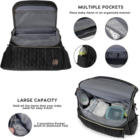 SONARIN Backpack Mummy Stylish Waterproof Diaper Bag Nappy Changing Bag Travel Bag with Changing Pad & Single Shoulder