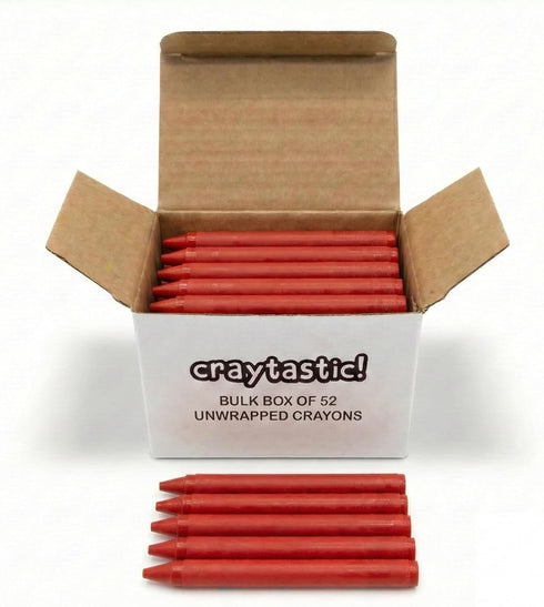 Craytastic! Bulk Unwrapped Crayons Box of 52 (RED) for Crafting, Parties, Kids
