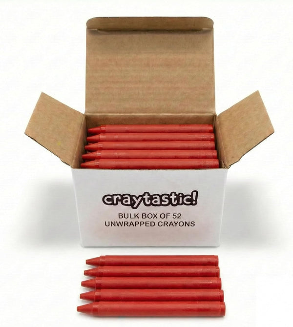 Craytastic! Bulk Unwrapped Crayons Box of 52 (RED) for Crafting, Parties, Kids