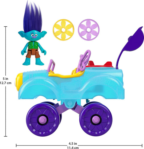 Fisher-Price Imaginext DreamWorks Trolls Toys, Branch's Buggy Push-Along Car & Figure Playset