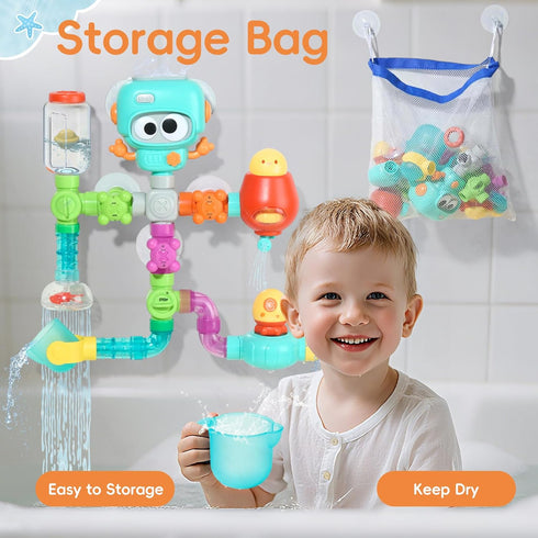 BYKASIST 4-8 27PCS 3-5 Bath Toys for Kids Ages | DIY Water Pipe Assembly Kit with Storage Bag | STEM Building