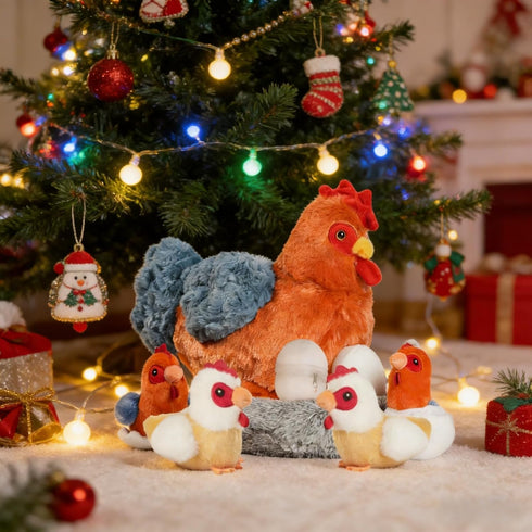 9 1 Set, in Chicken Stuffed Animal Cute Stuffed Chicken Plush Toy Egg Laying Hen with Zipper and Baby Chicks Toy