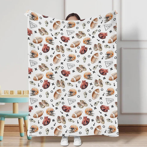 Watercolor American Football Baby Blanket for Boy Girl Outdoor Sports Soft Flannel Swaddle Blanket Sports Lovers Gift Receiving Blanket Infant Newborn Toddler Nursery Bed Blanket Crib Playmat 30x40