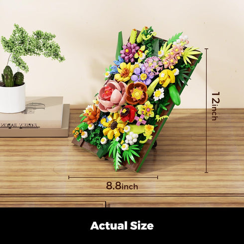 Set (1067 Pretty Spring Flower Sea Bouquet Building for Adults - Botanicals Building Kit Gifts for Valentine's