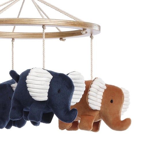 Blue & White Musical Elephant Crib Mobile Soother for Babies