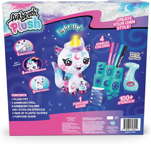 6+ Canal Toys Airbrush Plush Cosmic Light Up Unicorn! Decorate, wash, Repeat! Customize Your own Spray Art Plush. Light