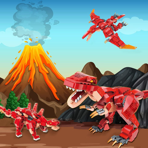 STEM 3 in1 Dinosaurs Building Kits 287PCS, Toys for Kids Age 6-10 Year Old, Educational Building Sets Best Gifts for Boy 6-10