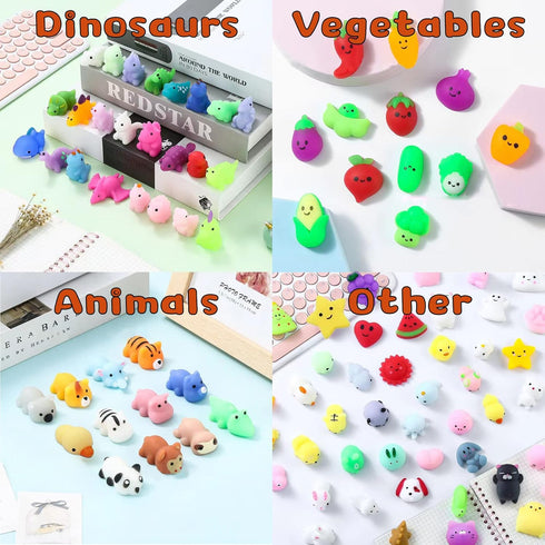 amicbng 110 Pcs Mochi Squishy Toys, Mochi Squishy Toys for Kids Party Favors, Mini Kawaii Squishy Fidget Toys