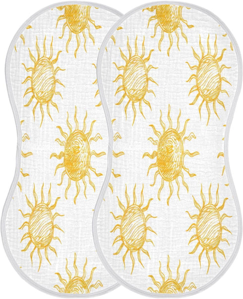 YETTASBIN Cartoon Sun Muslin Baby Burp Cloth, Super Soft Absorbent Cotton Burp Rag Baby Bibs Feeding Cloth for Newborn
