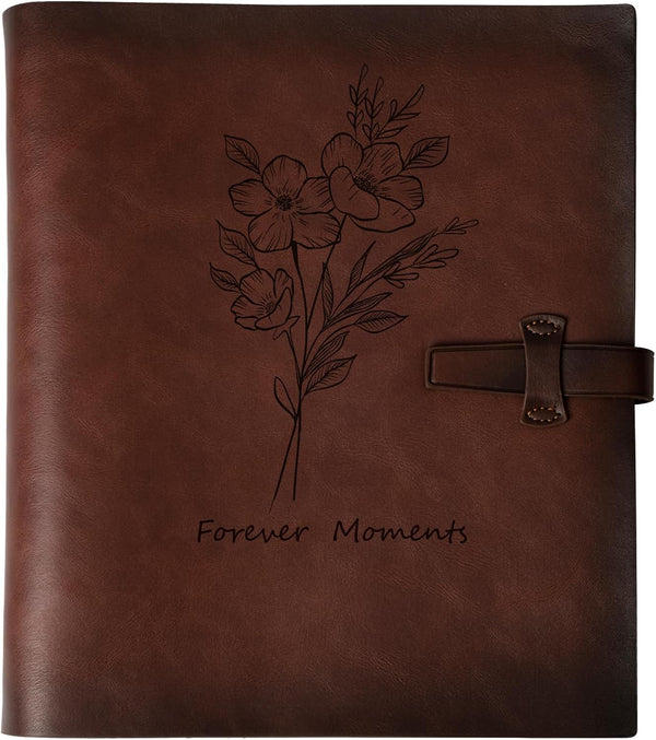 sucarlon Photo Album 4x6 200 Photos, Genuine Leather Photo Albums with Writing Space