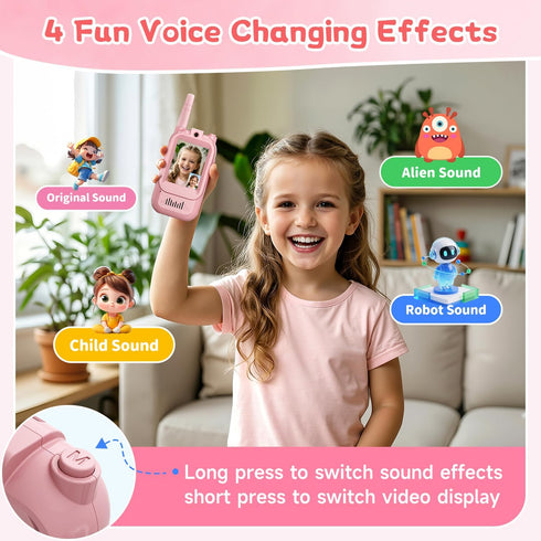 MINIBEAR 3-12, 2 Pack Video Walkie Talkies for Kids Ages Rechargeable Video Intercom Toys with Camera, Indoor Outdoor