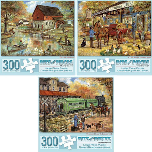 Bits and Pieces Value Set of Three Large 300 Piece Jigsaw Puzzles