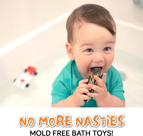 Mold Free Bath Toys for Babies and Toddlers - Car No Hole Bath Toys, Safe Fun Infant Baby Bath Toys