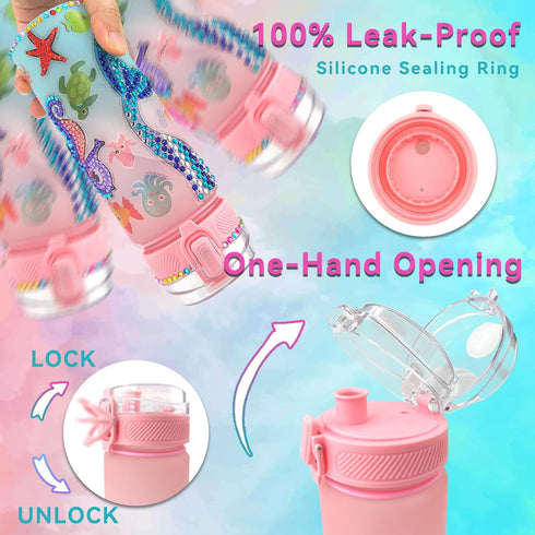 Decorate Your Own Water Bottle Kits for Girls Age 4-10, Mermaid Gem Diamond Painting Crafts, Fun Gifts
