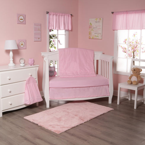 EVERYDAY KIDS 4 Pc Crib Bedding for Girls Nursery Set Includes Baby