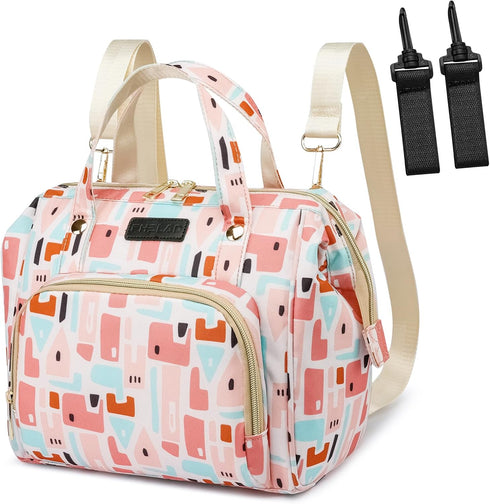 Pink Small Diaper Bag Backpack, Waterproof Multi-Function Mini Tote Maternity Travel Backpack with Insulated Pockets