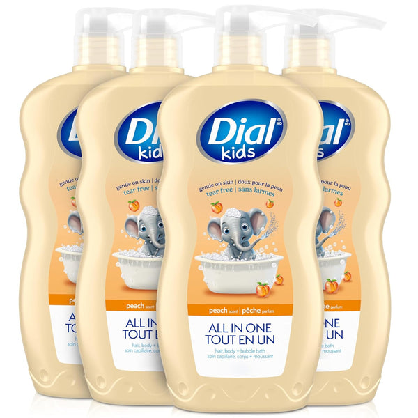 Dial Kids 3-in-1 Body + Hair + Bubble Bath, Peach, 24 fl