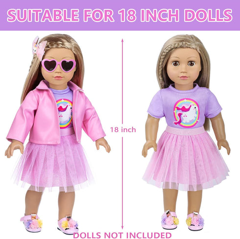 ZNTWEI 18 Inch Backpack Set American Doll Makeup Accessories and Clothes Sunglasses Phone Eye Shadow Lipstick Blusher