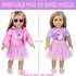 ZNTWEI 18 Inch Backpack Set American Doll Makeup Accessories and Clothes Sunglasses Phone Eye Shadow Lipstick Blusher