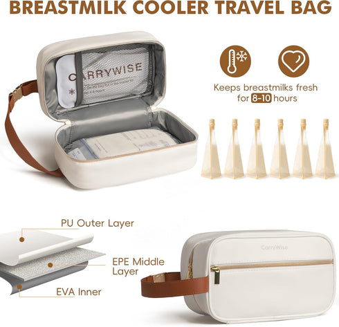 CarryWise 3 Pack, Breast Milk Cooler Travel Bag with Ice Waterproof Breastmilk Cooler Storage Bag, Portable & Versatile
